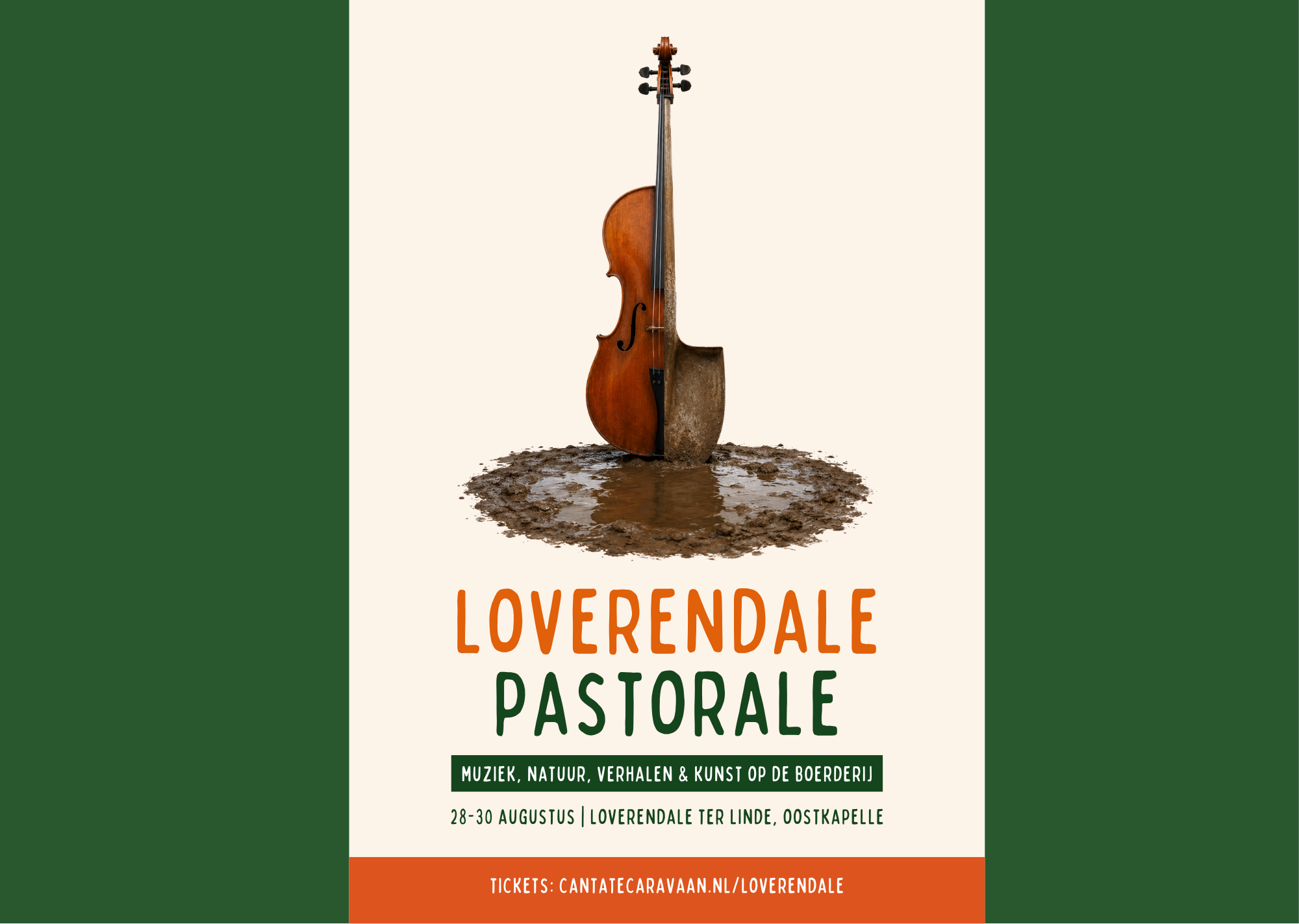 Poster Loverendale Pastorale — viool en schop